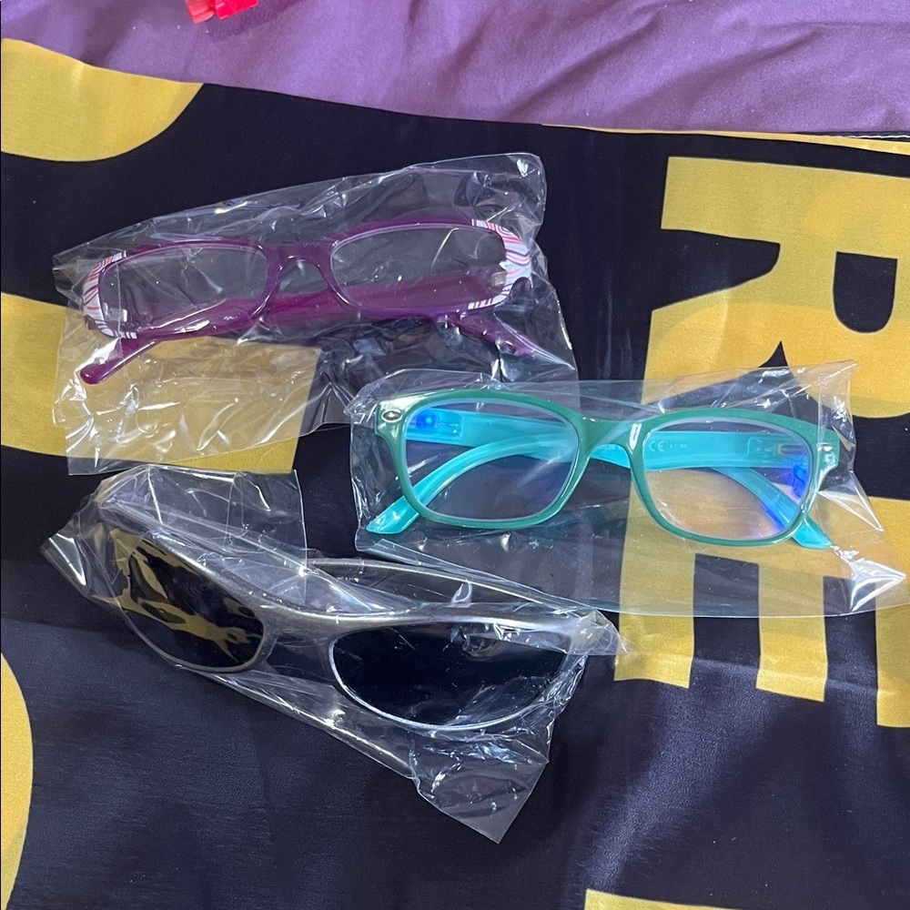 Elegant Women's Glasses Trio - Purple, Teal, Black